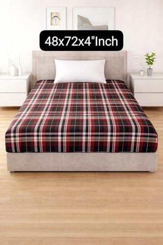 Image of G.S Creations Cotton Mattress Cover or Protector with Zipper /Chain Single Bed (4x6 feet) Color Multicolor Pack of 1Pc (48x72x4 Inch)