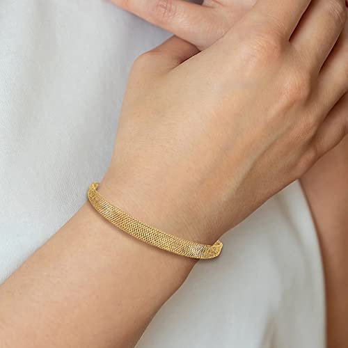 14k Yellow Gold Stretch Mesh Graduated Wrap Bracelet Fancy Adjustable Fine Jewelry For Women Gifts For Her - Image 5