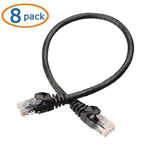 Cable Matters 8-Pack Snagless Short Cat5E Ethernet Cable 1 Ft (Cat5E Cable, Cat 5E Cable, Internet Cable, Network Cable) In Black #TOP1