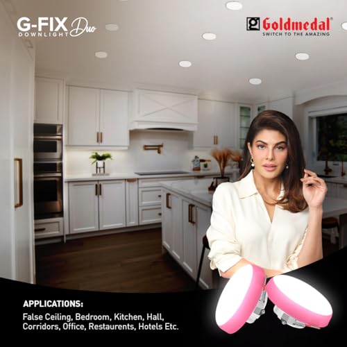 Image of Goldmedal G-Fix 7W Duo Round Downlight |LED Downlight for False Celing,Home,Hall,Room,Office,Shop | 2-in 1 Round Junction LED Light | Cool Daylight + Pink | Pack of 1