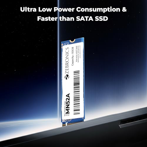 Image of Zebronics 512GB M.2 NVMe SSD, 2280 Form Factor, 2200MB /s Read & 1600MB /s Write, Faster Than SATA SSD, High Performance Storage, Low Power Consumption, Silent Operation, S.M.A.R.T Support (MN52A)