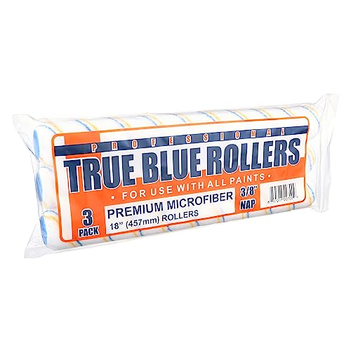Image of True Blue 18 inch Professional Paint Roller Covers, 18Inch, Best for All Types of Painting Surfaces, Refill Bulk Pack (3, 3 /8 inch Nap)
