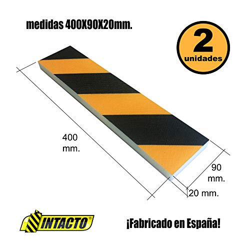 INTACTO Pieza DE PROTECCIÓN Coche Espuma de Polietileno, Film Amarillo y Negro + Adhesivo Extra Fuerte 400X90X20MM. 2 Unidades Cover