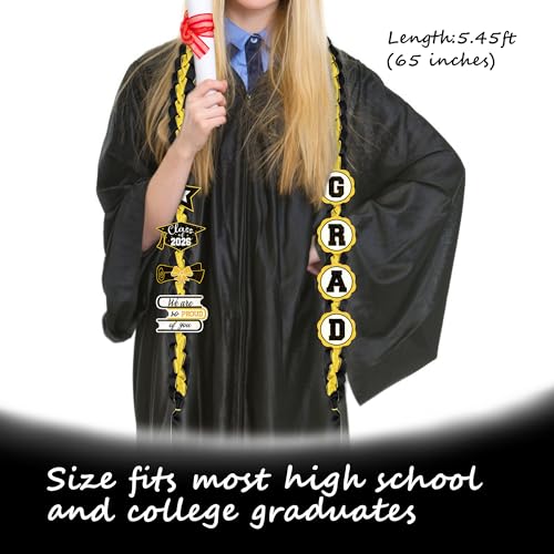 Image of Tifeson Graduation Leis Decorations 2026 - Handmade Double Braided Graduation Ribbon Leis with Glitter Pins for Him Her High School College Congrats Grad Gifts Party Supplies