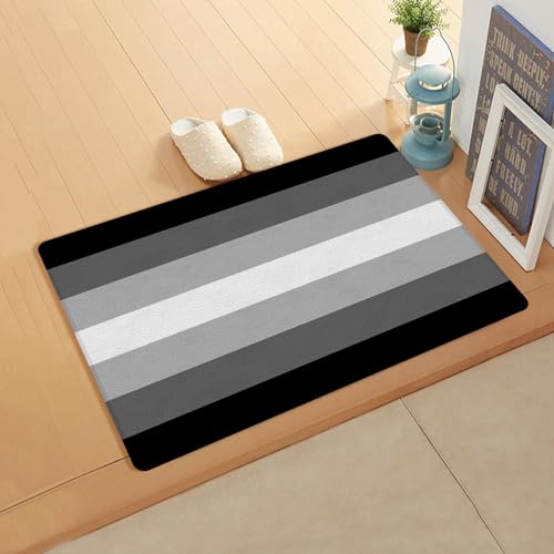 Black White Stripe Kitchen Bath Door Mat Cushioned Runner Rug,Washable Welcome Floor Sink Antifatigue Mat,Waterproof & Non-Slip Comfort Standing Doormat,Vintage Modern Minimalist Grey 20