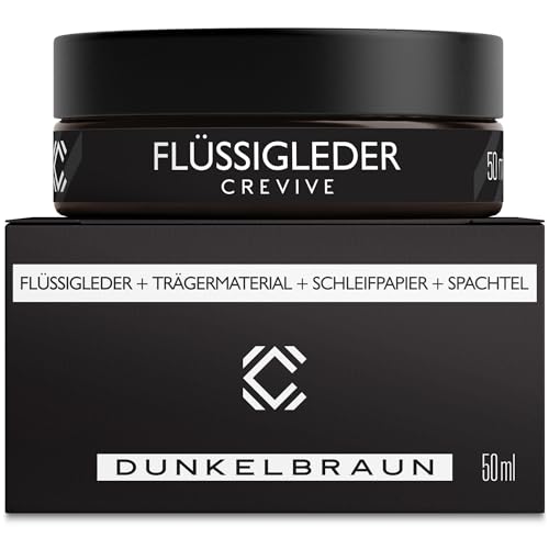 CREVIVE Flüssigleder Dunkelbraun 50 ml (Braun) - Leder Reparatur Set Dunkelbraun - Kunstleder Reparaturset - Lederreparaturset für Sofa, Couch, Lenkrad, Autositze