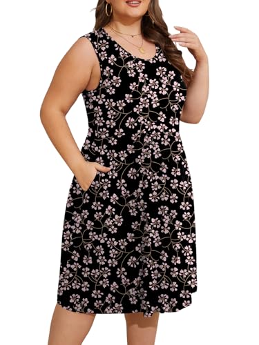 Image of DB MOON Womens 2026 Plus Size Tank Dresses Sleeveless Knee Length Sundress with Pockets