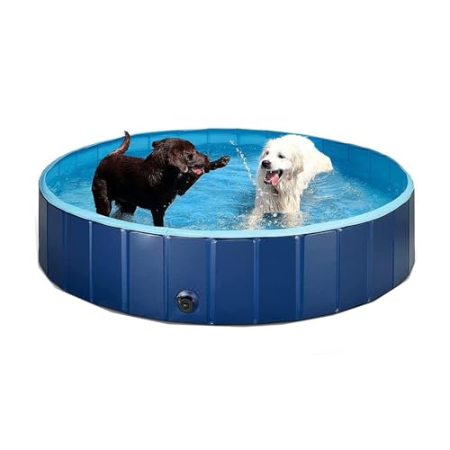 Piscina pieghevole per cani grandi e piccoli, da 80 x 20 cm, in PVC, piscinetta per cani, vasca per cani per interni, blu chiaro