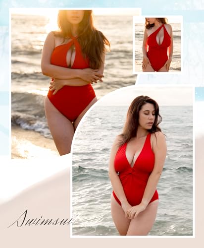 Image of SHAPELLX Women's One Piece Swimsuit Tummy Control Ruched Full Coverage Bathing Suit V Neck Slimming Swimwear