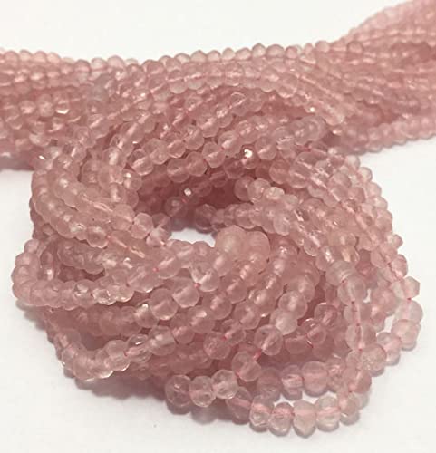 Quartz rose perles naturelles facettées 3.5mm pierre semi précieuse pour bijoux