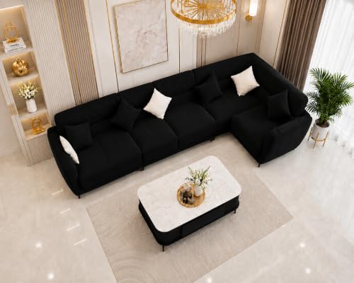 Image of WOODEN SPACE Premium Solo Marble-Top Wooden Center Table for Living Room | Iron Legs | PVD Coating | Modern Entryway Furniture | Coffee Table (Black, 42x24x18 Inch)