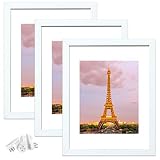 upsimples 11x14 Picture Frame Set of 3, Made of High Definition Glass for 8x10 with Mat or 11x14 Wit