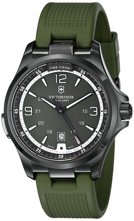 rNgmbNX Victorinox Men's 241595 Night Vision Stainless Steel Watch with Green Rubber Band j Y rv ysAiz