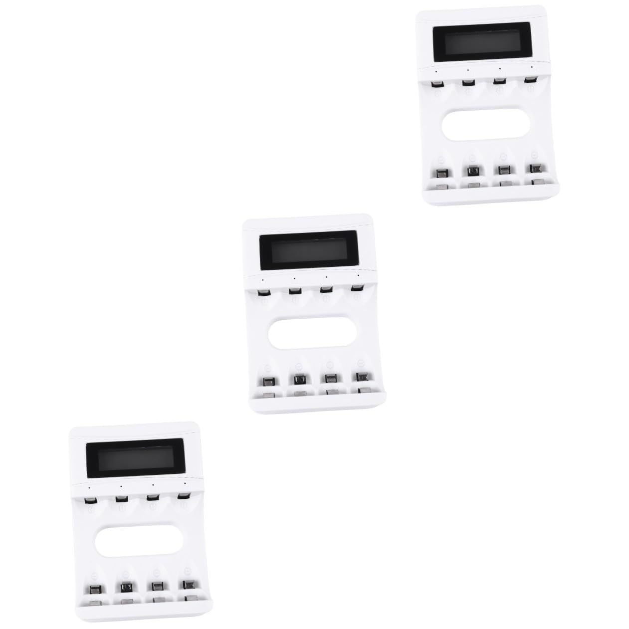Uonlytech Cargador De Batería Recargable De 3 Piezas Y 4 Bahías con Pantalla LCD para Baterías Recargables C