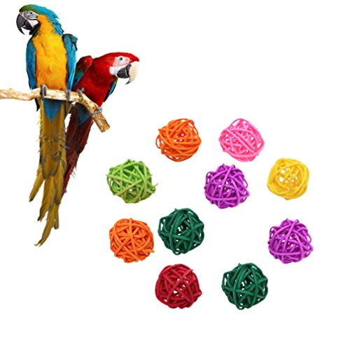 Popetpop 10Pcs Willow Branch Ball Rattan Balls Bird Parrot Chew Toys Bird Cage Hanging Ornament For Small Animals (Random Color) #TOP2