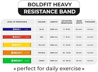 Boldfit Resistance Bands for Workout Dual Color Heavy Resistance Band for Stretching, Pull ups, Home Exercise Resistance Band for Gym Workout Stretch for Men and Women - Blue (5-10kg Resistance)