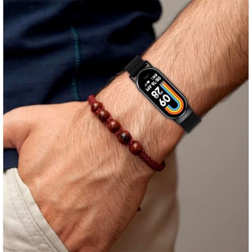 Pulseira Metal Milanes Fecho Magnético para Xiaomi Mi Band 8 9 (Prata)