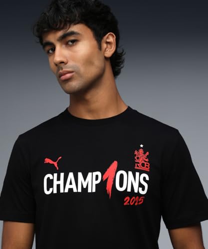 Image of Puma Men Cotton Letter Print Regular Fit Tees
