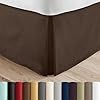 Linen market bed skirt ultra soft microfiber easy fit with 14 inch tailored drop hotel quality shrinkage fade resistant bed cover king bed set bedroom decor king chocolate  urban country home decor