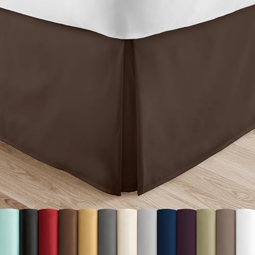 Linen-Market-Bed-Skirt-Ultra-Soft-Microfiber-Easy-Fit-with-14-Inch-Tailored-Drop-Hotel-Quality-Shrinkage-Fade-Resistant-Bed-Cover-King-Bed-Set-Bedroom-Decor-King-Chocolate Linen Market Bed Skirt Ultra Soft Microfiber Easy Fit with 14 Inch Tailored Drop Hotel Quality Shrinkage Fade Resistant Bed Cover King Bed Set Bedroom Decor King Chocolate