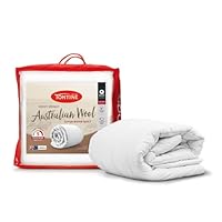 Tontine Australian Wool Quilt Doona Single Size - Super Warm, Heavy Weight Rating, Natural Cotton Cover, Anti Dust Mites, Moisture and Odour Control, Dry Clean, Australian Made