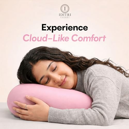 Image of Soft Cuddle Pillow, Breathable Material for Cooler Sleep, Ergonomic Bean Shape Neck Support Cushion, Stress-Free Relaxing Bedding for Side Sleeper, 23 X 14.9 X 3.8 Inch, Pink