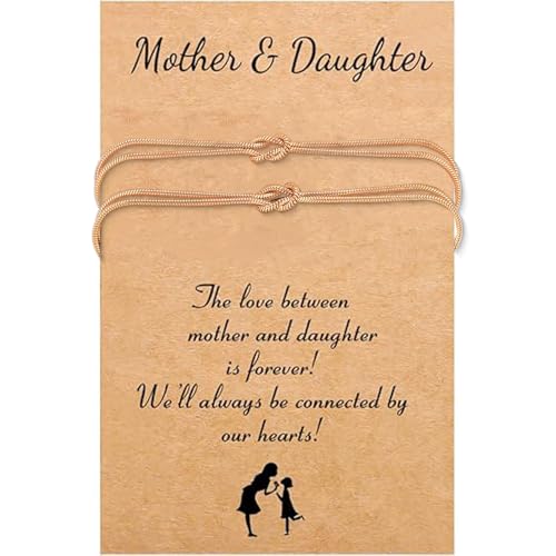 Mother daughter Bracelet,2Pcs Mom And Daughter Bracelets Love Knot Bond Bracelet For Women Gold Snake Chain Infinity Adjustable Bracelet Jewelry Gifts From Mom