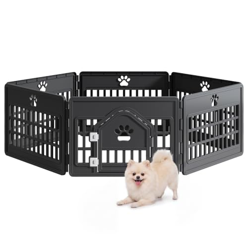 DUMOS Dog Playpen, Plastic Indoor Pet Fence for Small Dogs 6 Panels 24 Inch by DUMOS - Used condition - US$49.07
