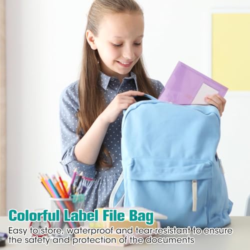 12 Stück Dokumententasche A5 Abheftbar 6 Farben, Wasserdichte Sammelmappe mit Druckknopf & Etikettentasche, Robuste Dokumentenmappe für Büro, Schule & Zuhause, Umschlagmappen zum Abheften