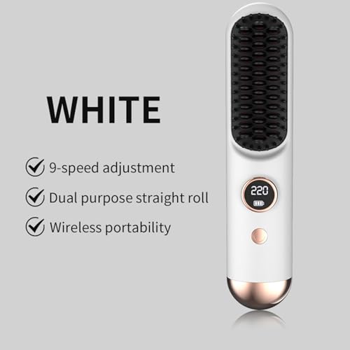 Cepillo alisador de cabello inalámbrico con enfoque avanzado y 3 preferencias de calor para cabello liso sin frizz miniatura 4