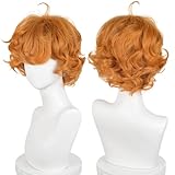 Probeauty Short Orange Wig for Burifu Cosplay, Ginger Curly Wigs for Men Boys, Anime Costume Halloween Christmas Daily Party Hair with Wig Cap