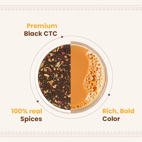 Image of Sammvaad Masala Chai - 250g | Kadak Assam CTC Tea with Ginger & Cardamom | Strong & Aromatic | Makes 135 Cups | Freshness Sealed Pack