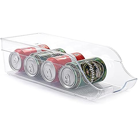 Fridge Organiser Clear Plastic Storage Refrigerator Drinks Cans Fruit Veg Holder Cabinets and Countertops Storage Organizer Bins - BPA Free(35.5 x 15 x 10 cm) Cover