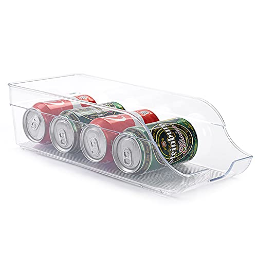 Fridge Organiser Clear Plastic Storage Refrigerator Drinks Cans Fruit Veg Holder Cabinets and Countertops Storage Organizer Bins - BPA Free(35.5 x 15 x 10 cm)