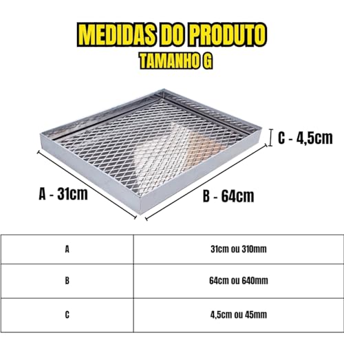 LAURINDOS, Escorredor Gordura 64,5X30,5 Batata Louça Aço Inox Brilhante