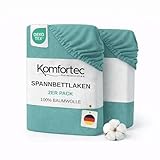 Komfortec Spannbettlaken Jersey 2er Set 100% Baumwolle – 180x200 cm...