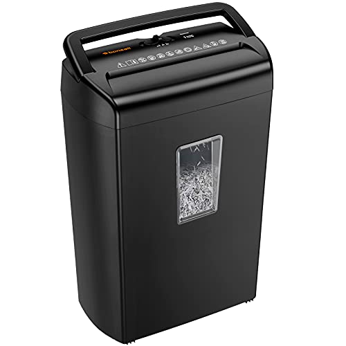Crosscut Paper Shredder, bonsaii 10-Sheet Shredders for Home Office Heavy Duty, 5.5 Gallons Document Shredder with Transparent Window - Black