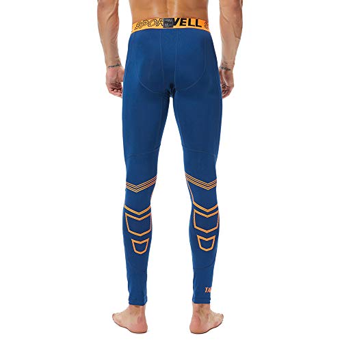 Hattfart Men\'s Compression Pants Base Layer Cool Dry Running Ankle Leggings Active Tights Blue