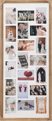 Large Capacity Multi Picture Frame Holds 20 4x6 Photos Solid Wood Versatile Collage Display Frame with Acrylic Glass Wall Mount for Living Room Bedroom Office Gallery(Carbonized Black)