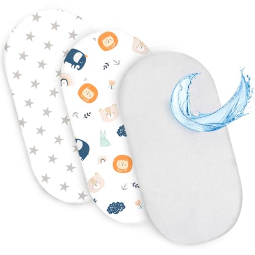 Totsy Baby - Drap Housse Cododo pour Nacelle Ensemble de 2 Draps Lot de 3 : 35x75 cm avec Protege Matelas Impermeable - Alese bebe Compatible avec Berceaux Landeau Couffin et Poussette enfant 35 x 75