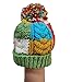 BIBITIME Multicolor Cable Knit Beanie Hat Handmade Soft Stretch Cap Colorful Pom (One Size for Adult, Green)