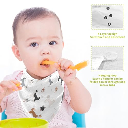Image of vvfelixl Baby Cotton Washcloths Siberian Husky Dog Infants Bath Towel for Unisex Puppy Face Towels for Newborn, Natural Baby Wipes Delicate Skin, 11.8 X 11.8 inch, one sizex3
