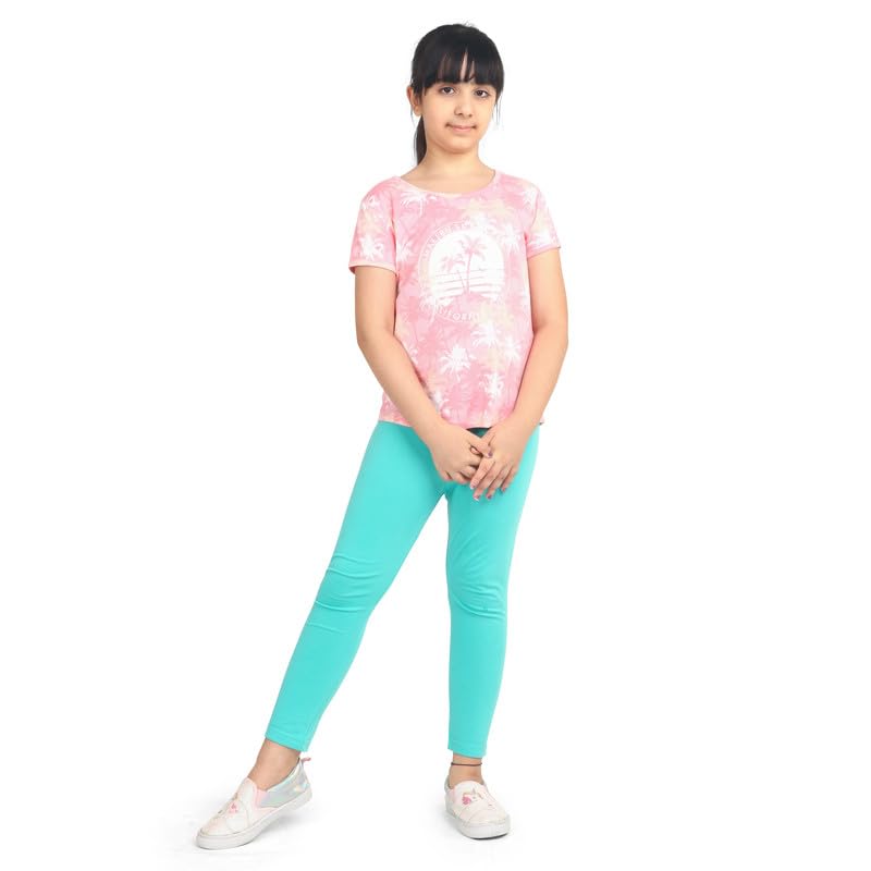 Image of ARIEL Girls Cotton Printed Regular Fit Non-Transparent Ankle Length Leggings