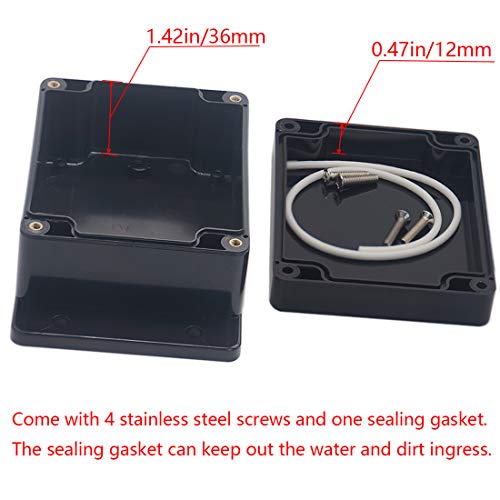 Otdorpatio Junction Box IP65 Waterproof ABS Plastic Electrical Project Case Power Junction Boxes, Project Box with Fixed Ear Black 4.53x3.54 x2.17 inch (115 x 90 x55 mm) by Otdorpatio - Image 4