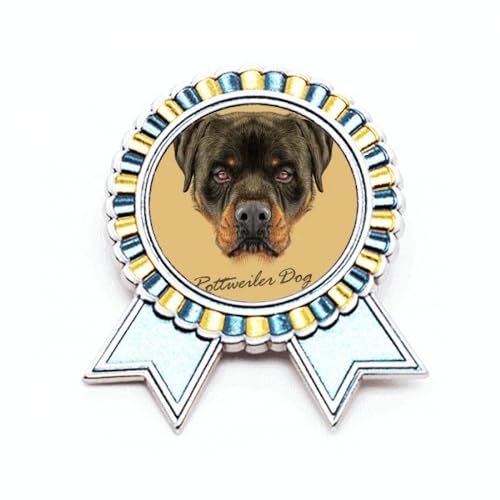 Broche Rottweiler féroce au design sculpté en métal noir taille M
