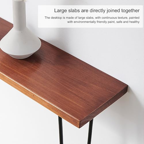 Mesa consola moderna de madera detrás del sofá para pasillo largo 6
