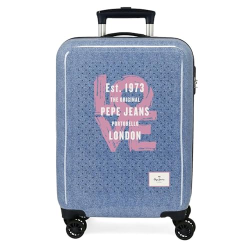 Pepe Jeans Noni Denim Maleta de Cabina Multicolor 38x55x20 cms Rígida ABS Cierre TSA 34L 2 kgs 4 Ruedas Dobles Equipaje Mano by Joumma Bags