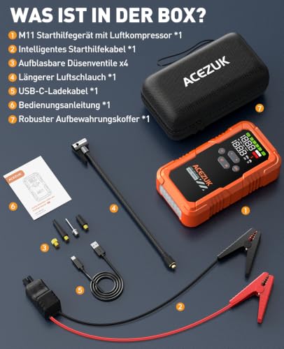 ACEZUK 9000A Starthilfe Powerbank mit Kompressor 160 PSI – Ansicht 7