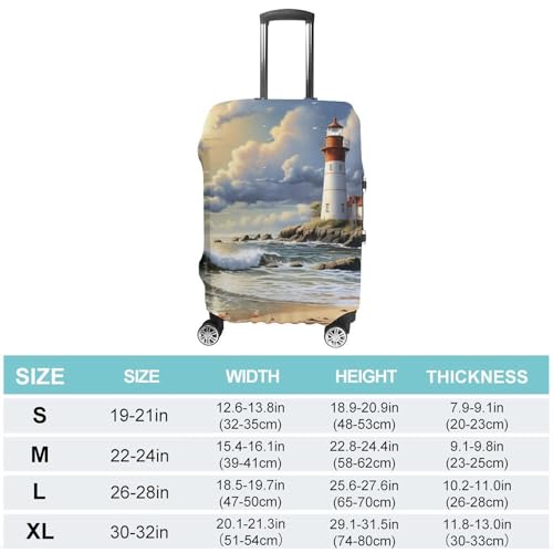 Sea Lighthouse Sandbeach Luggage Cover, Washable Elastic Suitcase Cover Protector Fit 18-32 Inch Luggage2