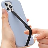 Sinjimoru Stretching Silicone Phone Strap as Cell Phone Grip Holder, Reusable Slim Cell Phone Holder for Hand with Clip for Galaxy & iPhone Case. Sinji Finger Strap Clip Black, 230